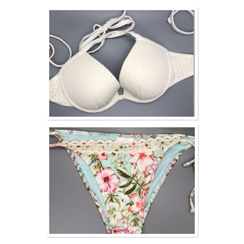 H&M Bikini Winter White & Sea-foam Floral 32B / 2